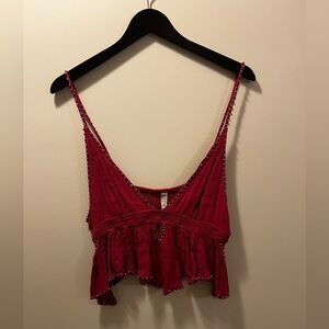Free People Beaded Magenta crop top